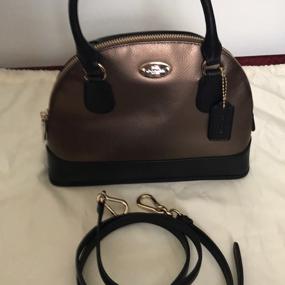 Coach Bronze/black mini dome satchel